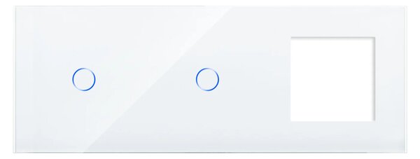 Skleněný panel pro 2 jednoduché vypínače a 1 zásuvkový modul ROON - R-1C/1C/SR-W