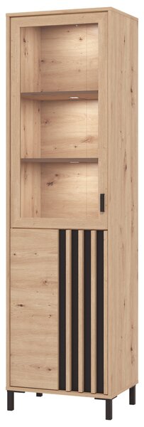 VITRÍNA, černá, dub artisan, 54,6/192,6/40 cm Hom`in - Kredence a vitríny