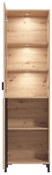 VITRÍNA, černá, dub artisan, 54,6/192,6/40 cm Hom`in - Kredence a vitríny