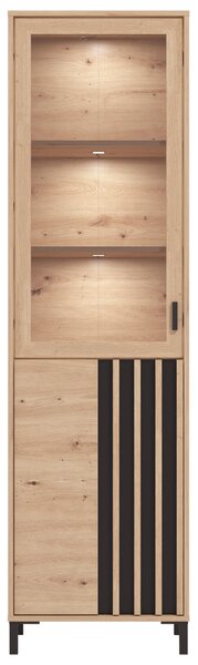 VITRÍNA, černá, dub artisan, 54,6/192,6/40 cm Hom`in - Kredence a vitríny