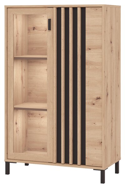 VITRÍNA, černá, dub artisan, 80/128,6/40 cm Hom`in - Kredence a vitríny