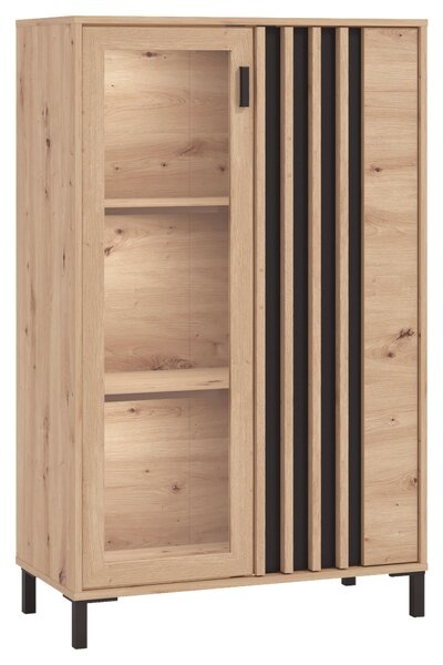 VITRÍNA, černá, dub artisan, 80/128,6/40 cm Hom`in - Kredence a vitríny
