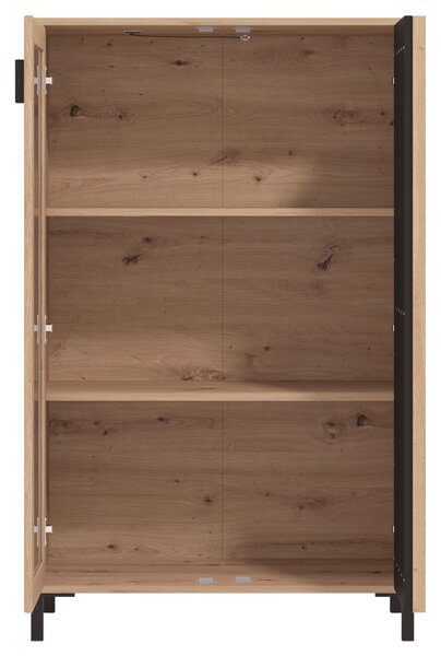 VITRÍNA, černá, dub artisan, 80/128,6/40 cm Hom`in - Kredence a vitríny