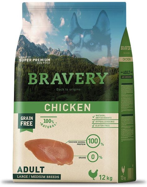 Dog ADULT large/medium Krmivo pro psy 4kg - kuře BRAVERY 1003503