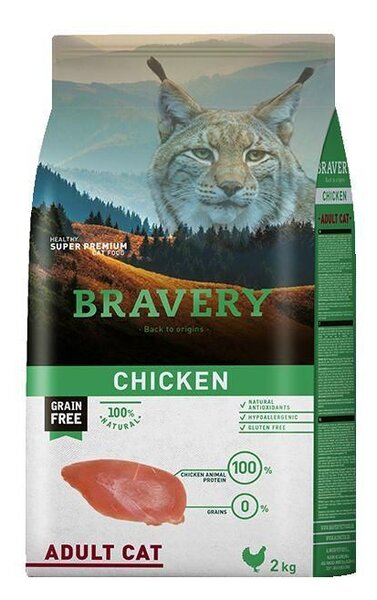 Cat ADULT Krmivo pro kočky 2kg - kuře BRAVERY 2100944