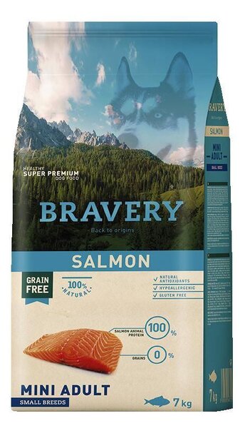 Dog ADULT mini Krmivo pro psy 2kg - losos BRAVERY 1003517