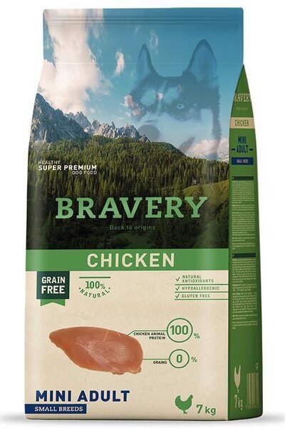 Dog ADULT mini Krmivo pro psy 7kg - kuře BRAVERY 1003506