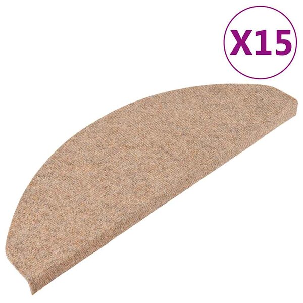 Samolepicí nášlapy na schody 15 ks 65x22,5x3,5 cm béžové 136394