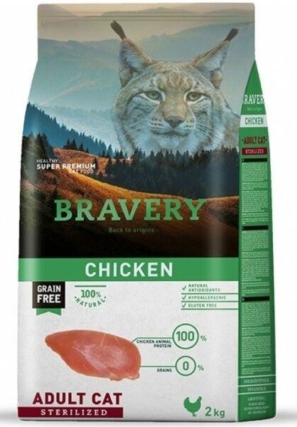 Cat STERILIZED Krmivo pro kočky 2kg - kuře BRAVERY 2100943