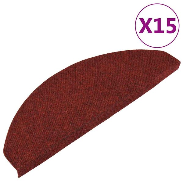 Samolepicí nášlapy na schody 15 ks 65x22,5x3,5 cm červené 136398