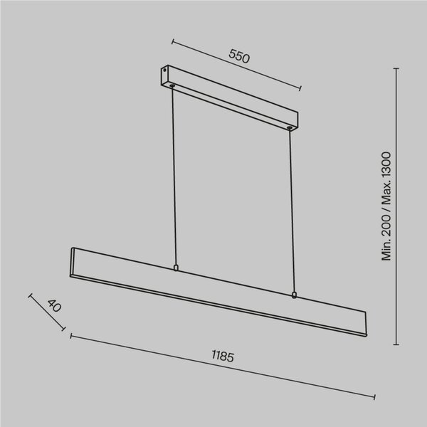 STROPNÍ ZÁVĚSNÉ SVÍTIDLO, 118,5/20-130/4 cm MAYTONI - Online Only svítidla, Online Only