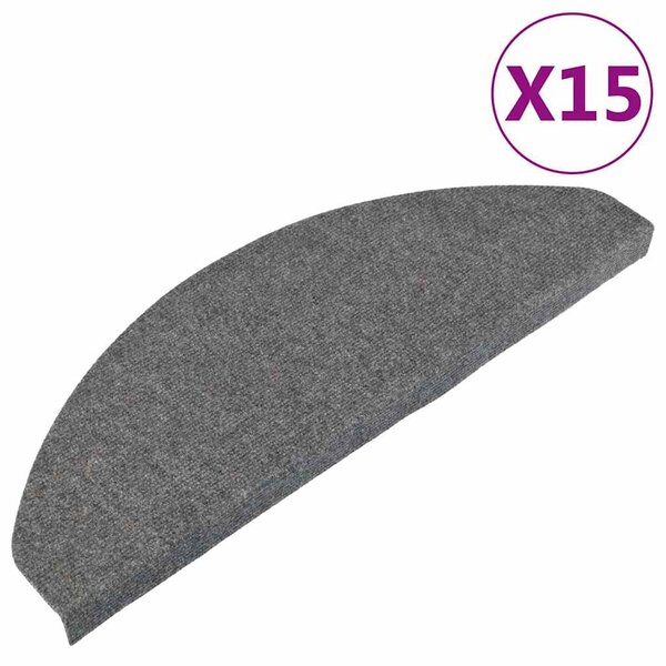 Samolepicí nášlapy na schody 15 ks 65x22,5x3,5 cm šedé 136397