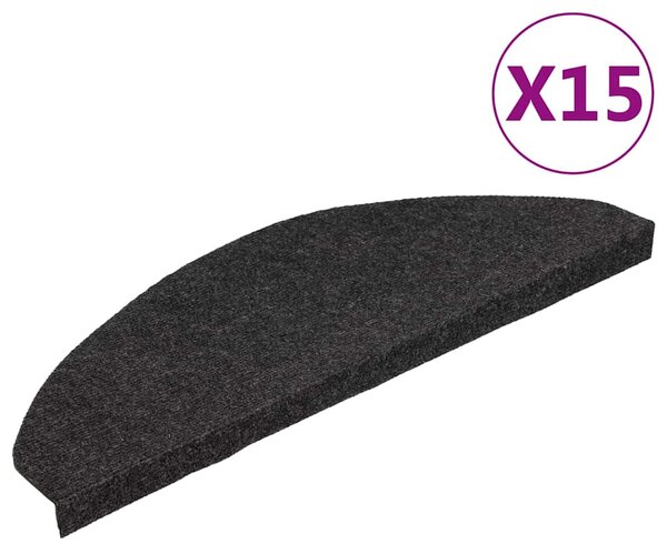 Samolepicí nášlapy na schody 15 ks 65x22,5x3,5 cm černé 136396