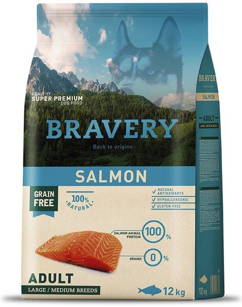 Dog ADULT large/medium Krmivo pro psy 4kg - losos BRAVERY 1003515