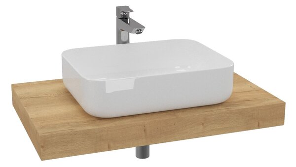 Cenově zvýhodněný koupelnový set Hansgrohes deskou pod umyvadlo Dolce 80x8x50 cm dub halifax KSETDO6