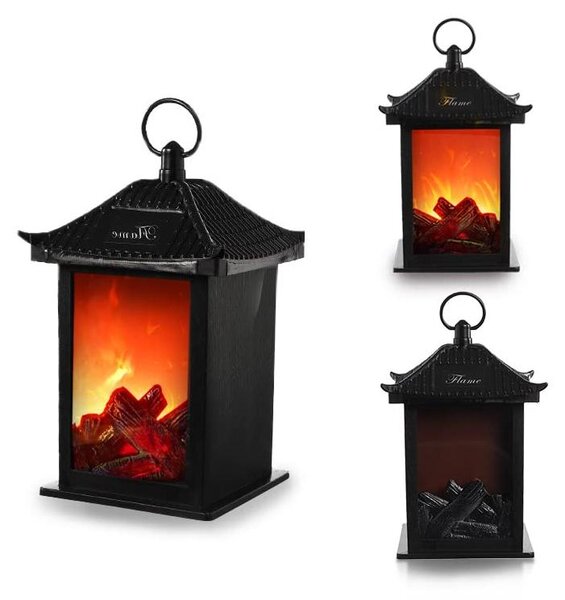 Atmosférická lampa Mini, imitace krbu - napájena bateriemi - 10x10x22 cm - plast - pro dekoraci stolů
