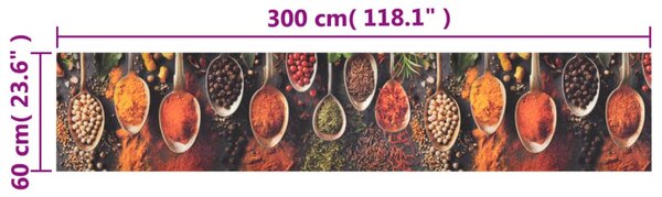 Kuchyňský koberec omyvatelný Lžíce a koření 60 x 300 cm samet 136545