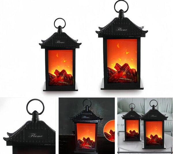 Atmosférická lampa Mini, imitace krbu - napájena bateriemi - 10x10x22 cm - plast - pro dekoraci stolů