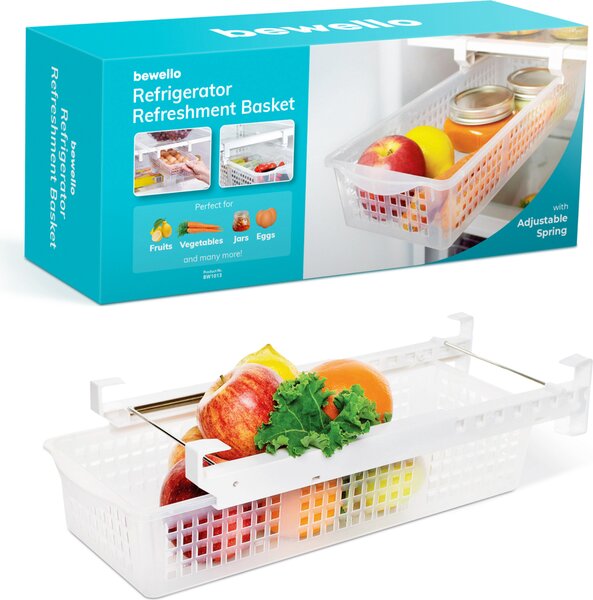 Bewello - Organizér do chladniky - 41 x 16 x 9,5 cm - výsuvná zásuvka - úloný box do chladniky - koíky do chladniky na zeleninu nebo ovoce - do chladniky - skín - spíe