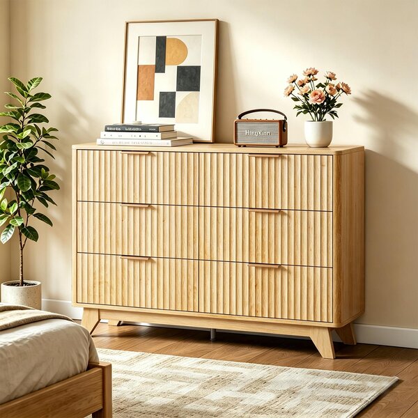 Komoda FCH se 6 zásuvkami, zásuvková skíka s míkovým vzorem, 110 x 35 x 75 cm, dub, do pedsín, obývacího pokoje a lonice