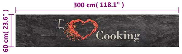Kuchyňský koberec omyvatelný Vaření černý 60 x 300 cm samet 136551