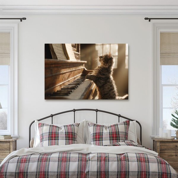 Obraz kočka a piano