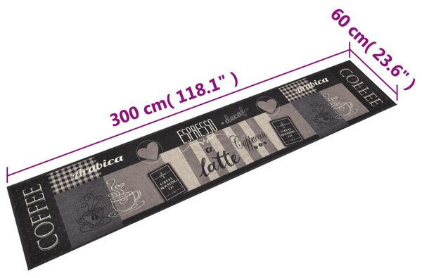 Kuchyňský koberec omyvatelný Káva černý 60 x 300 cm samet 136557