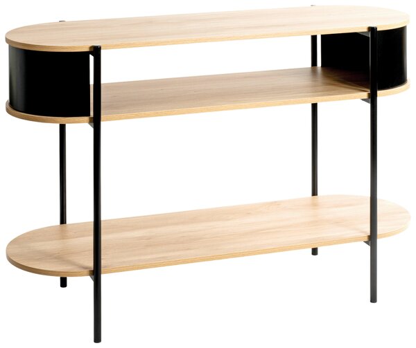 KONZOLOVÝ STOLEK, černá, barvy dubu, kov, kompozitní dřevo, 110/39/76 cm - Online Only konferenční stolky, Online Only