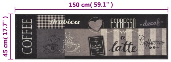 Kuchyňský koberec omyvatelný Káva černý 45 x 150 cm samet 136555