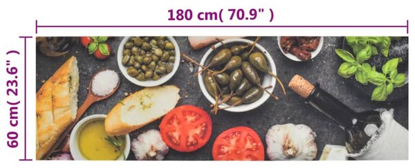 Kuchyňský koberec omyvatelný Víno a jídlo 60 x 180 cm samet 136553