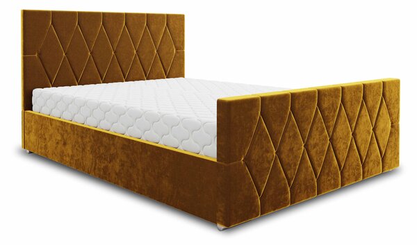 Manželská postel 140 cm Alex (zlatá) (s roštem a úložným prostorem). Vlastní profesionální přeprava až k Vám domů 1046760