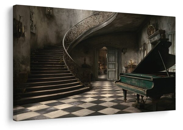Obraz starožitné piano v tajemném sídle