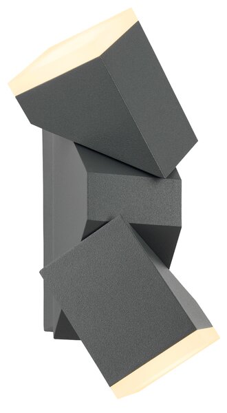 Schrack Venkovní čtvercové nástěnné svítidlo Evo Up/Down LED 12,5W 3000K, otočné, antracit, IP54