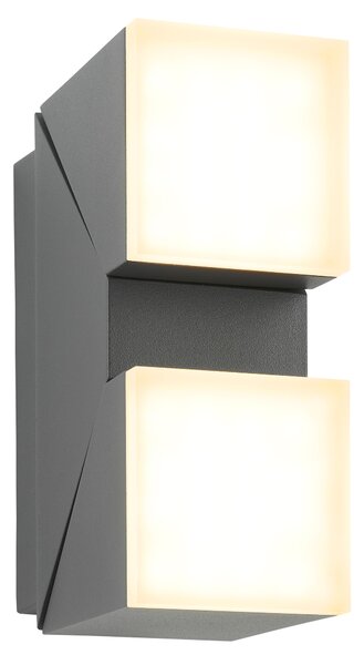 Schrack Venkovní čtvercové nástěnné svítidlo Evo Up/Down LED 12,5W 3000K, otočné, antracit, IP54