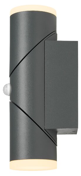 Schrack Venkovní válcové nástěnné svítidlo Evo Up/Down LED 12,5W 3000K, otočné, PIR, antracit, IP54