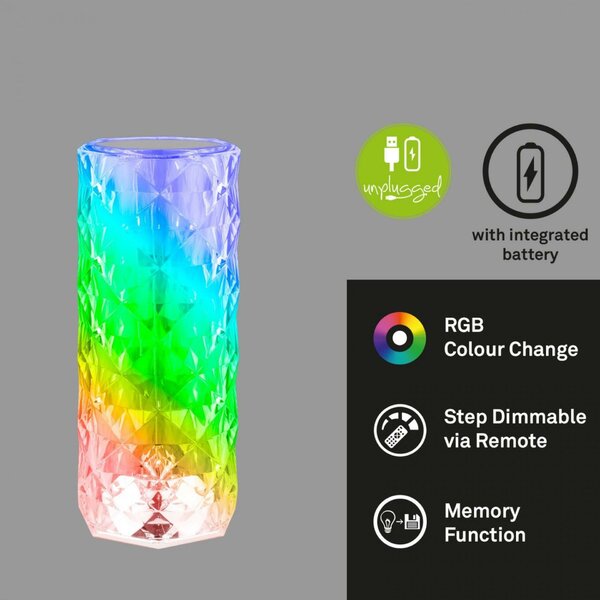 BRILONER LED nabíjecí stolní lampa, 21,5 cm, 2,3W, 65lm transparentní BRILO 7463010