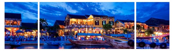 Obraz nočního města Hoi An, Vietnam (170x50 cm)