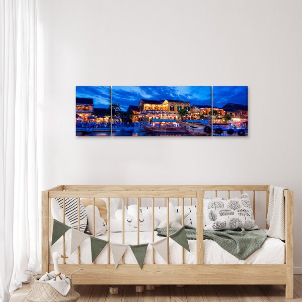 Obraz nočního města Hoi An, Vietnam (170x50 cm)