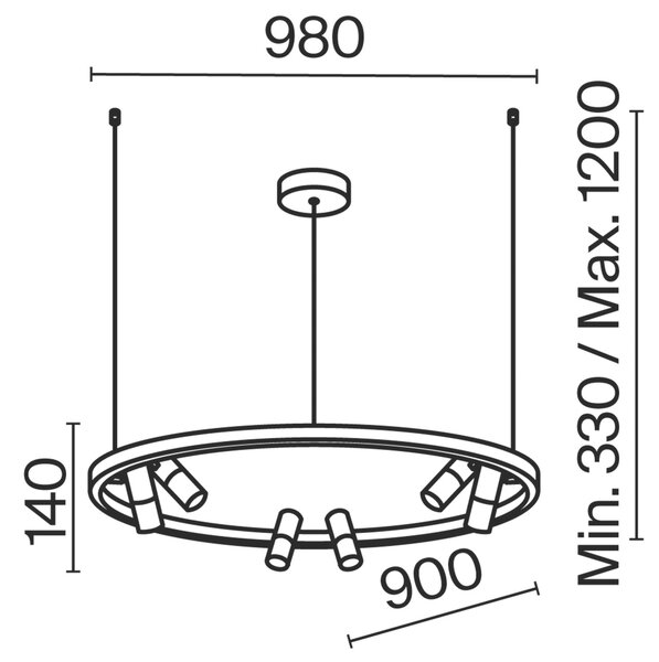 STROPNÍ ZÁVĚSNÉ SVÍTIDLO, 90/120 cm MAYTONI - Online Only svítidla, Online Only