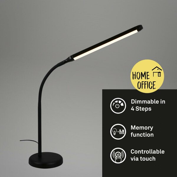 BRILONER LED stolní lampa, 37 cm, paměť, 6W, 600lm, černá BRILO 7472015