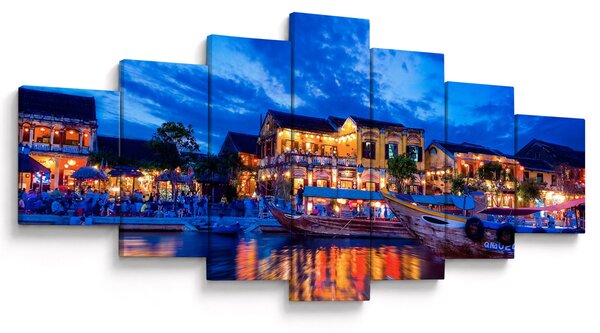 Obraz nočního města Hoi An, Vietnam (210x100 cm)