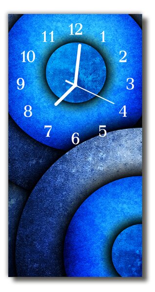 Skleněné hodiny vertikální Geometrické modré kruhy 30x60 cm