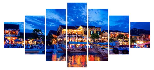 Obraz nočního města Hoi An, Vietnam (210x100 cm)