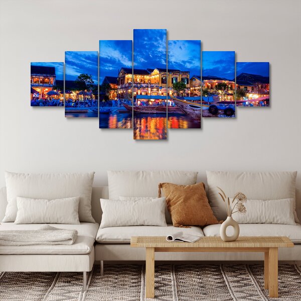 Obraz nočního města Hoi An, Vietnam (210x100 cm)
