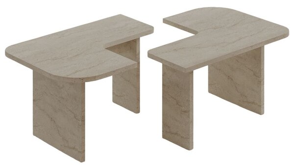 Set 2 ks konferenčních stolků Irisha (travertin)