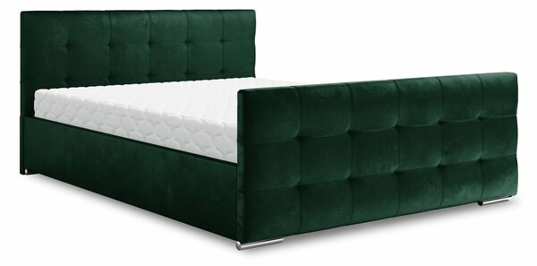 Manželská postel 140 cm Billie (tmavě zelená) (s roštem a úložným prostorem). Vlastní profesionální přeprava až k Vám domů 1046820