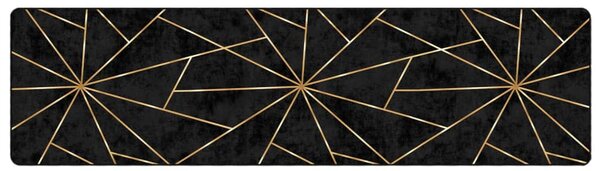 Koberec pratelný černý a zlatý 80 x 300 cm 136616