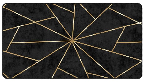 Koberec pratelný černý a zlatý 80 x 150 cm 136615