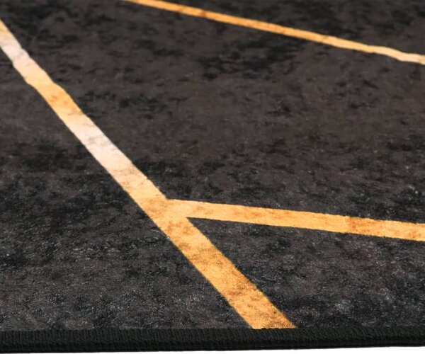 Koberec pratelný černý a zlatý 80 x 300 cm 136616
