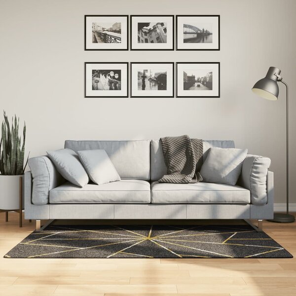 Koberec pratelný černý a zlatý 80 x 150 cm 136615